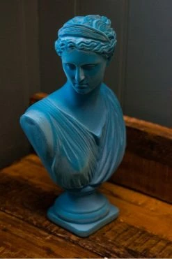 The Home Collection Teal Flock Large Artemis Bust