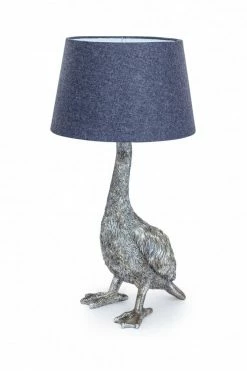 The Home Collection Antique Silver Goose Table Lamp With Grey Shade
