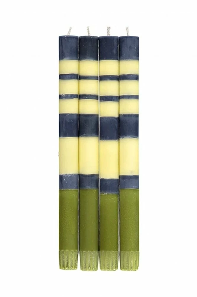 The Home Collection Striped Candle In Indigo Jasmine Olive 3 The Home Collection Striped Candle In Indigo Jasmine Olive