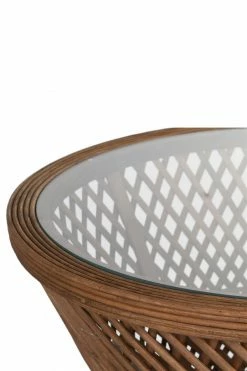 The Home Collection Criss Cross Woven Bamboo Side Table