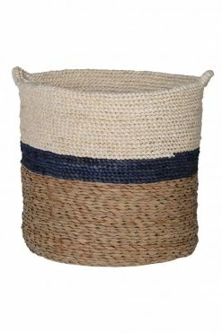 The Home Collection Navy Stripe Maize And Straw Basket