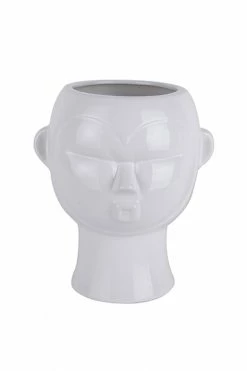 The Home Collection White Round Mask Plant Pot