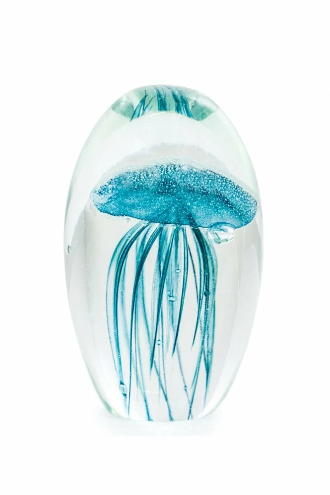The Home Collection Large Blue Glass Jellyfish Paperweight 3 The Home Collection Large Blue Glass Jellyfish Paperweight