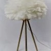 The Home Collection Brushed Brass Tripod Lamp With White Feather Shade