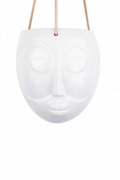 The Home Collection Hanging Mask Face Plant Pot In White