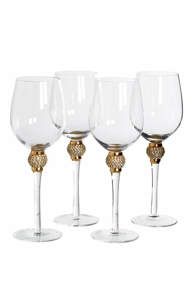 The Home Collection Set Of 4 Gold Diamante White Wine Glasses 3 The Home Collection Set Of 4 Gold Diamante White Wine Glasses