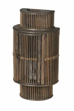 The Home Collection Black Bamboo Curved Lantern