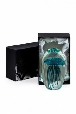 The Home Collection Small Blue Jellyfish Glass Paperweight