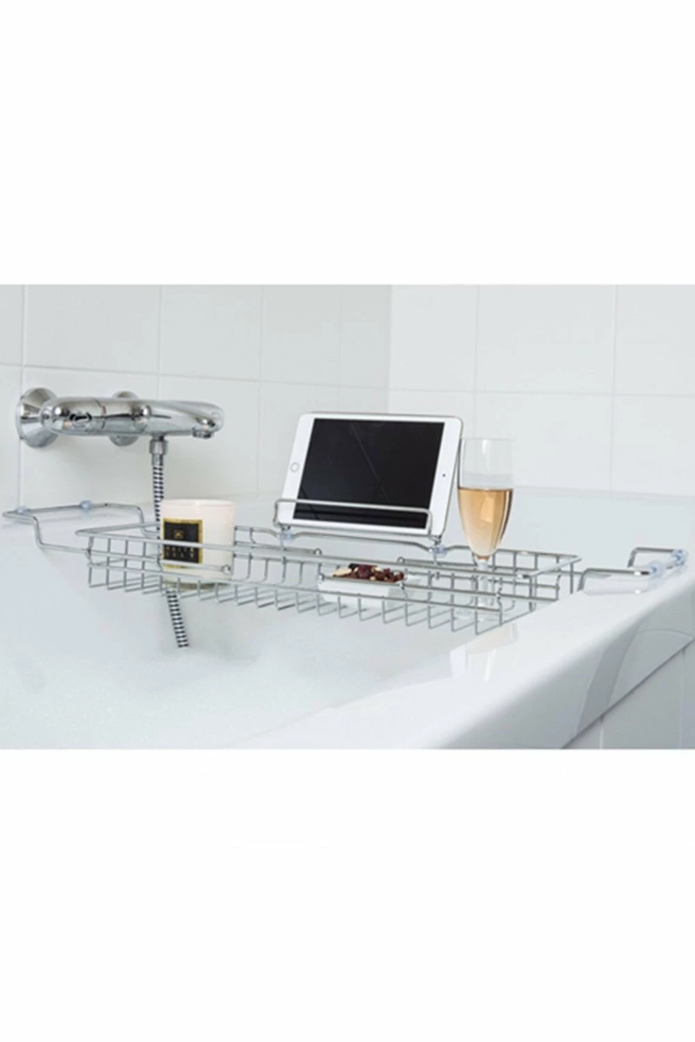 The Home Collection Chrome Bath Tub Caddy 4 The Home Collection Chrome Bath Tub Caddy