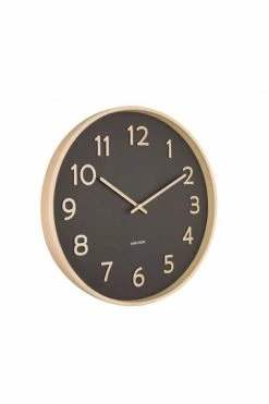 The Home Collection Wall Clock Pure Wood Grain Black