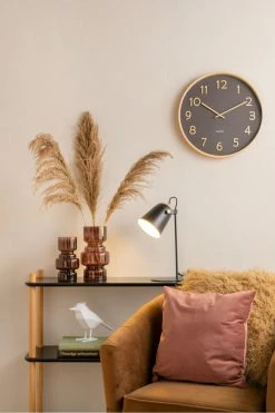 The Home Collection Wall Clock Pure Wood Grain Black