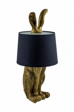 The Home Collection Antique Gold Rabbit Ears Lamp With Black Shade
