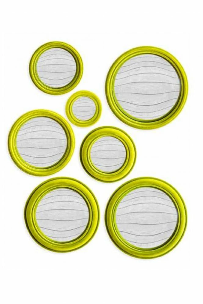 The Home Collection Assorted Flock Bright Green Convex Mirrors Set Of 3 The Home Collection Assorted Flock Bright Green Convex Mirrors Set Of