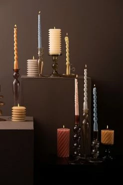 The Home Collection Candle Holder Swirl Bubbles In Moss Green