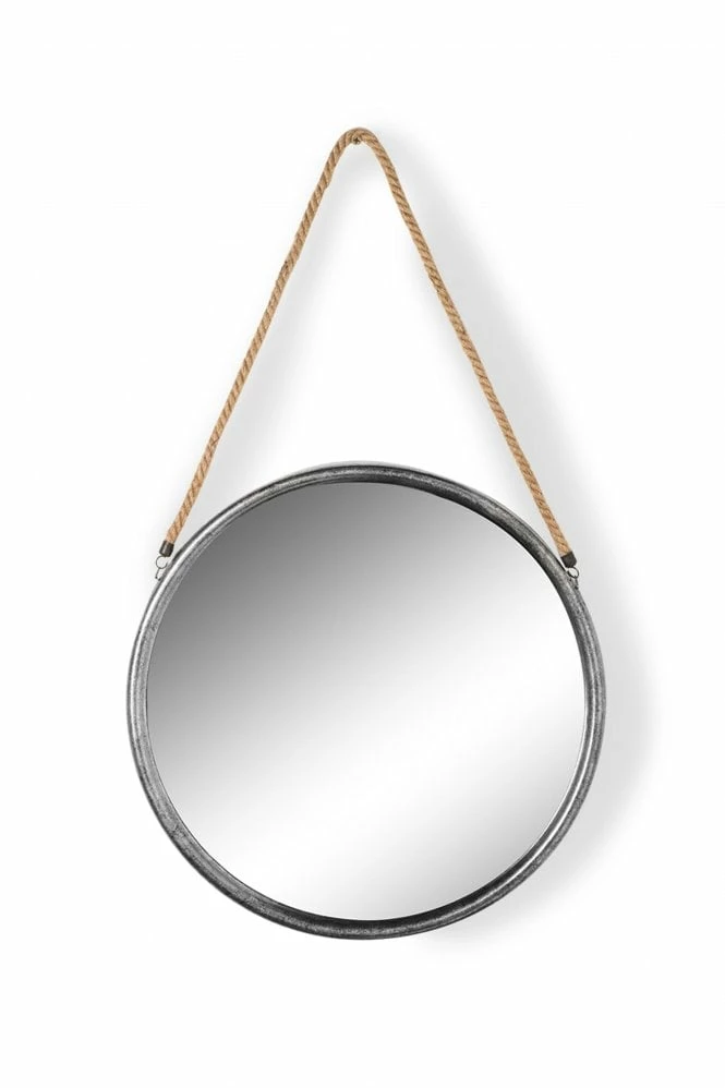 The Home Collection Round Ship Mirror On Hanging Rope In Silver 3 The Home Collection Round Ship Mirror On Hanging Rope In Silver
