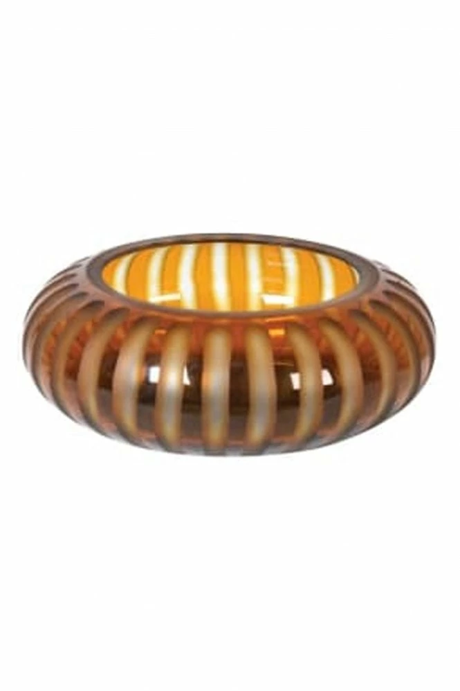 The Home Collection Amber Glass Ridged Bowl 3 The Home Collection Amber Glass Ridged Bowl