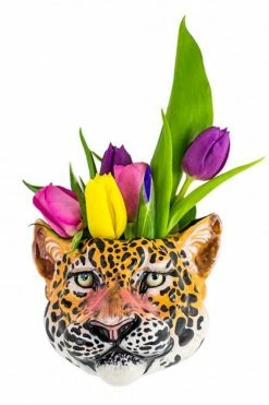 The Home Collection Ceramic Leopard Head Wall Sconce Vase