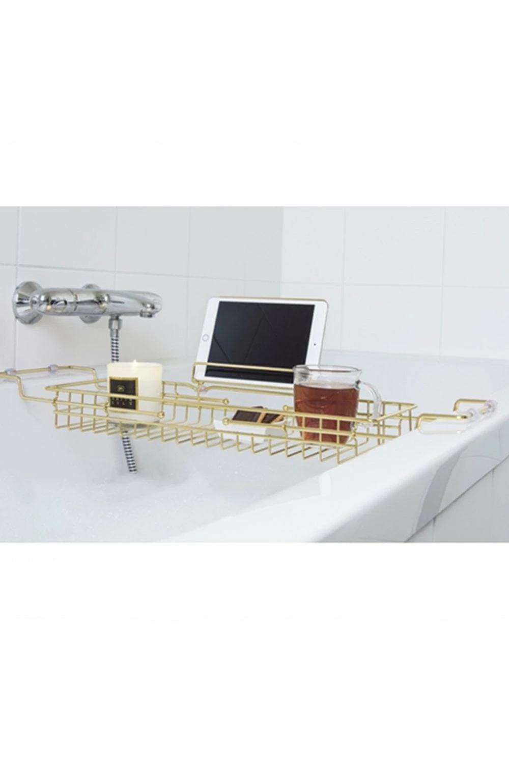 The Home Collection Gold Bath Tub Caddy 4 The Home Collection Gold Bath Tub Caddy