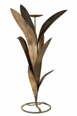 The Home Collection Antique Gold Tall Leaf Candleholder