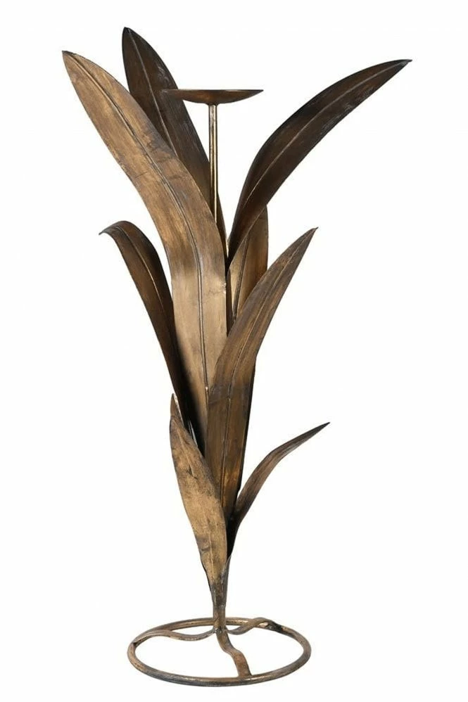 The Home Collection Antique Gold Tall Leaf Candleholder 3 The Home Collection Antique Gold Tall Leaf Candleholder