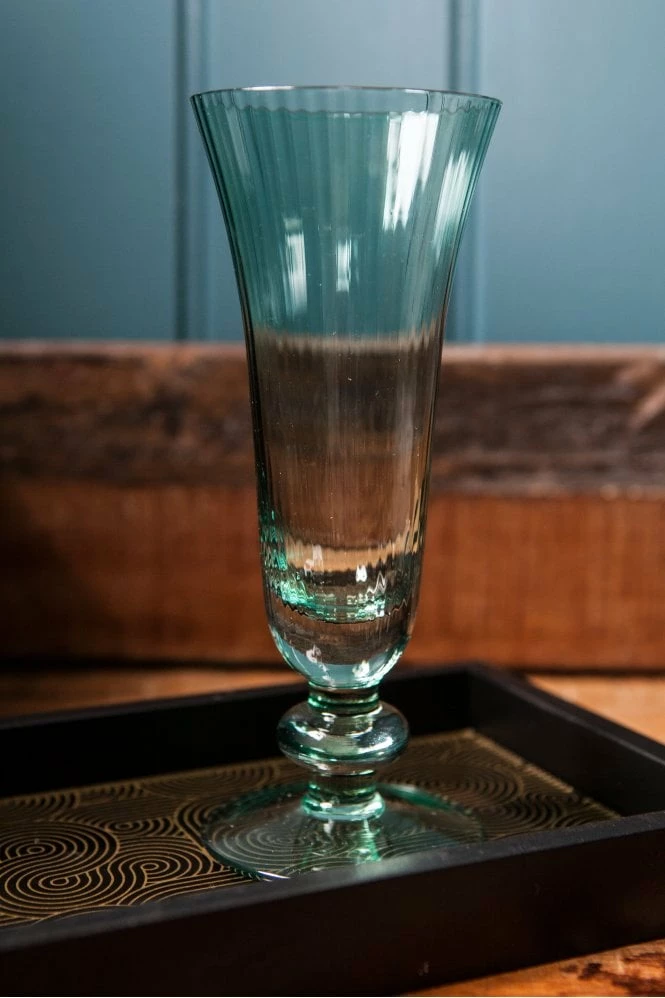 The Home Collection Set Of 6 Green Glass Ribbed Flutes 3 The Home Collection Set Of 6 Green Glass Ribbed Flutes