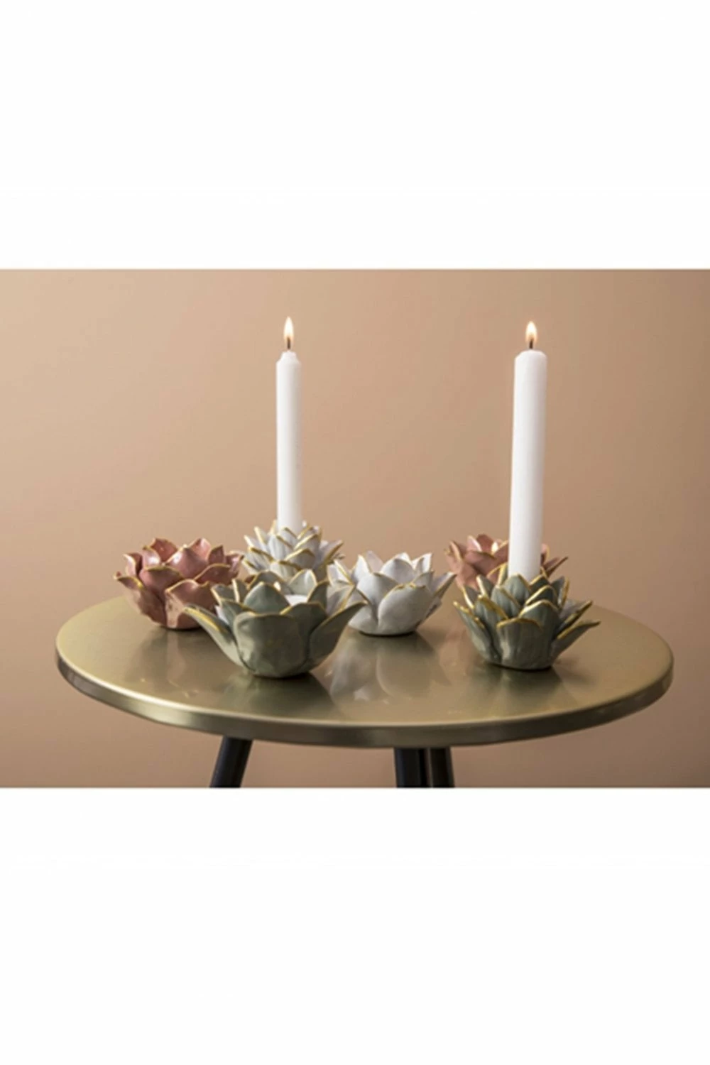 The Home Collection Soft Pink Flower Porcelain Candle Holder 6 The Home Collection Soft Pink Flower Porcelain Candle Holder