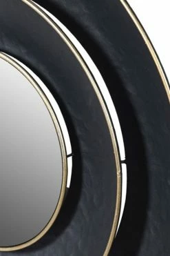 The Home Collection Black And Gold Rim Layered Round Mirror