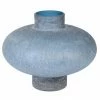 The Home Collection Squat Sandblasted Blue Glass Vase 1 The Home Collection Squat Sandblasted Blue Glass Vase