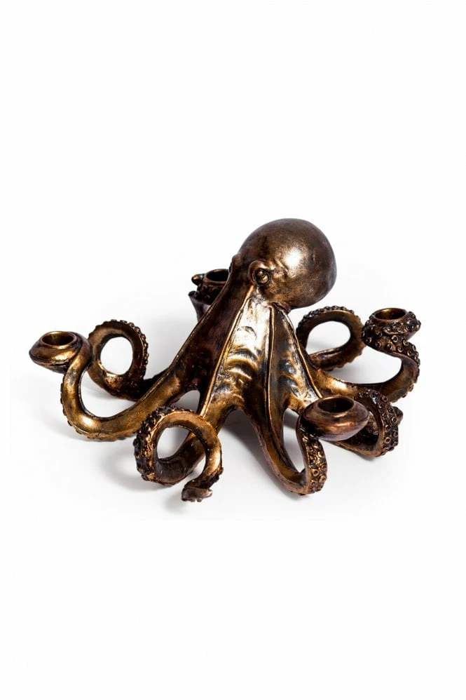 The Home Collection Bronze Octopus Antique Candlestick Holder 3 The Home Collection Bronze Octopus Antique Candlestick Holder