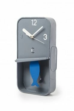 The Home Collection Grey Metal Sardine Tin Pendulum Wall Clock