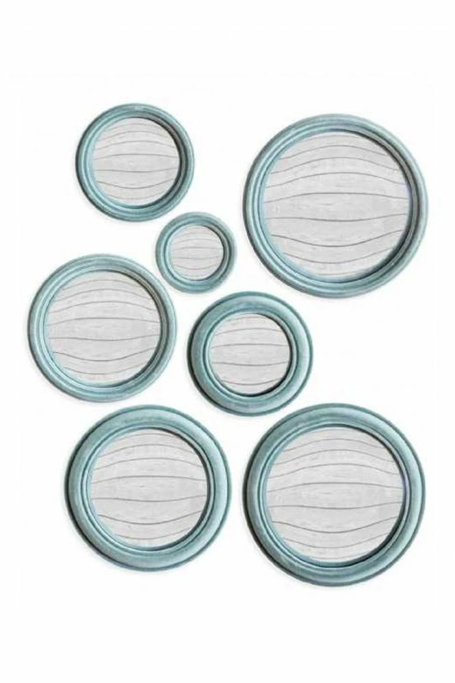 The Home Collection Assorted Flock Light Grey Blue Convex Mirrors Set 3 The Home Collection Assorted Flock Light Grey Blue Convex Mirrors Set