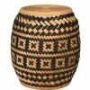 The Home Collection Black And Tan Woven Rattan Stool 2 The Home Collection Black And Tan Woven Rattan Stool