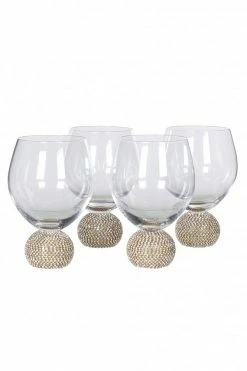 The Home Collection Set Of 4 Gold Diamante Dining Glasses