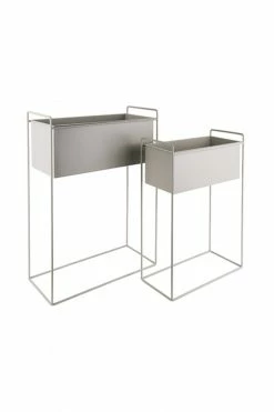 The Home Collection Essence Rectangular Set Of 2 Plant Pots On Stands