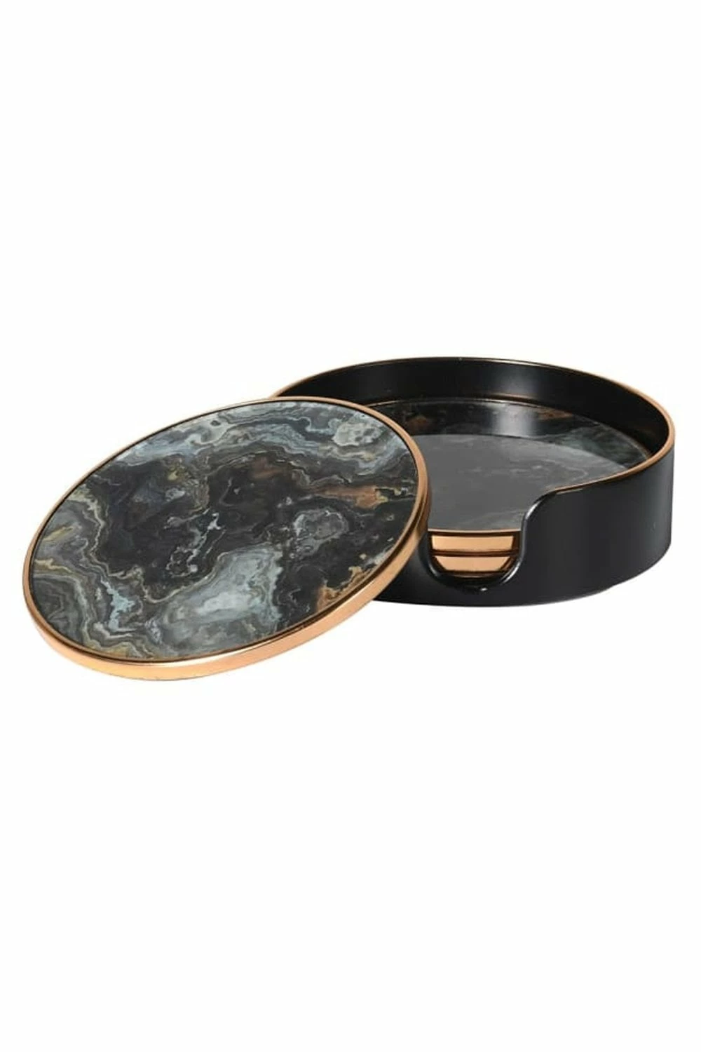 The Home Collection Set of 4 Black Marble Effect Coasters 4 The Home Collection Set of 4 Black Marble Effect Coasters