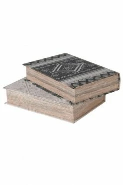 The Home Collection Set Of 2 Grey And Black Book Boxes