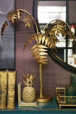 The Home Collection Antique Gold Palm Leaf Table Lamp