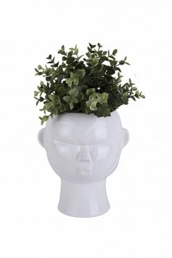The Home Collection White Round Mask Plant Pot