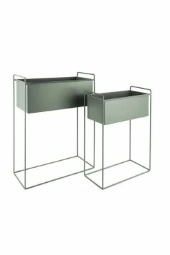 The Home Collection Essence Rectangular Set Of 2 Plant Pots On Stands