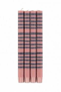 The Home Collection Striped Candle In Old Rose Gunmetal