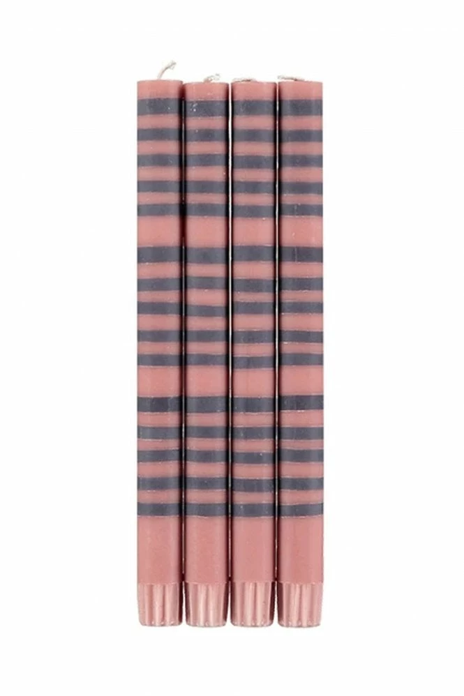 The Home Collection Striped Candle In Old Rose Gunmetal 3 The Home Collection Striped Candle In Old Rose Gunmetal