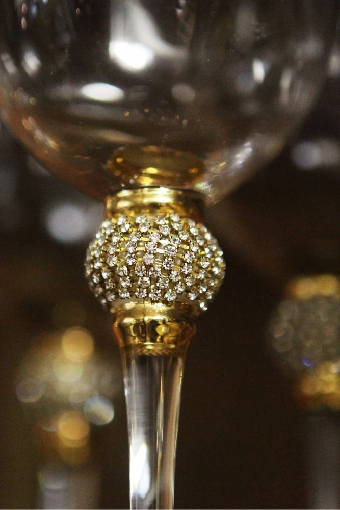 The Home Collection Set Of 4 Gold Diamante White Wine Glasses 5 The Home Collection Set Of 4 Gold Diamante White Wine Glasses