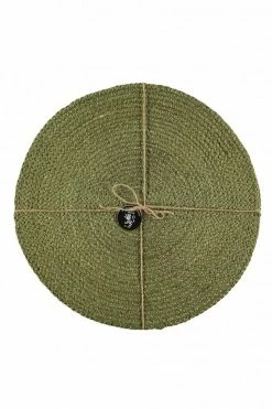The Home Collection Silky Jute Oval Placemats Set Of 2 In Leek Green