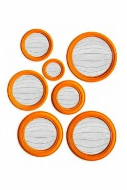 The Home Collection Assorted Flock Bright Orange Convex Mirrors Set Of