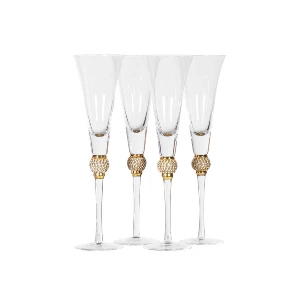 The Home Collection Set of 4 Gold Diamante Ball Champagne Glasses 3 The Home Collection Set of 4 Gold Diamante Ball Champagne Glasses